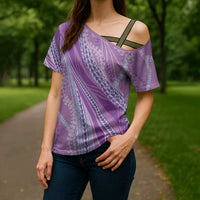Polynesian Puakeniken Pikake Twisted Lei Cross Shoulder Shirt Amethys - Polynesian Pride