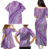 Polynesian Puakeniken Pikake Twisted Lei Family Matching Puletasi and Hawaiian Shirt Amethys - Polynesian Pride