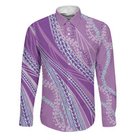 Polynesian Puakeniken Pikake Twisted Lei Family Matching Short Sleeve Bodycon Dress and Hawaiian Shirt Amethys LT7 Dad's Shirt - Long Sleeve Amethys - Polynesian Pride