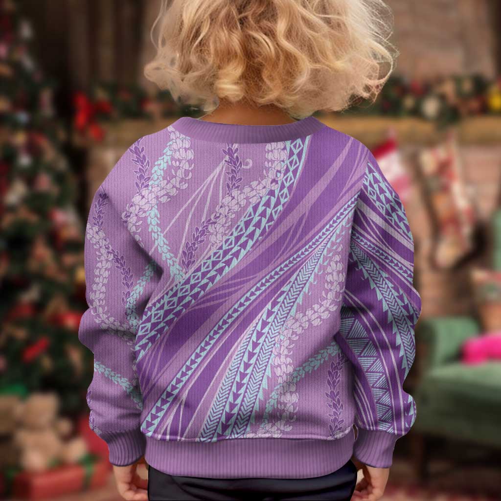 Polynesian Puakeniken Pikake Twisted Lei Kid Ugly Christmas Sweater Amethys - Polynesian Pride