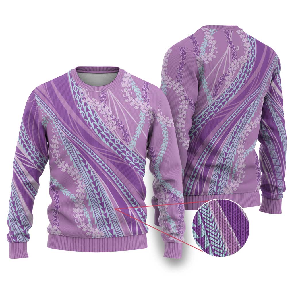Polynesian Puakeniken Pikake Twisted Lei Ugly Christmas Sweater Amethys - Polynesian Pride