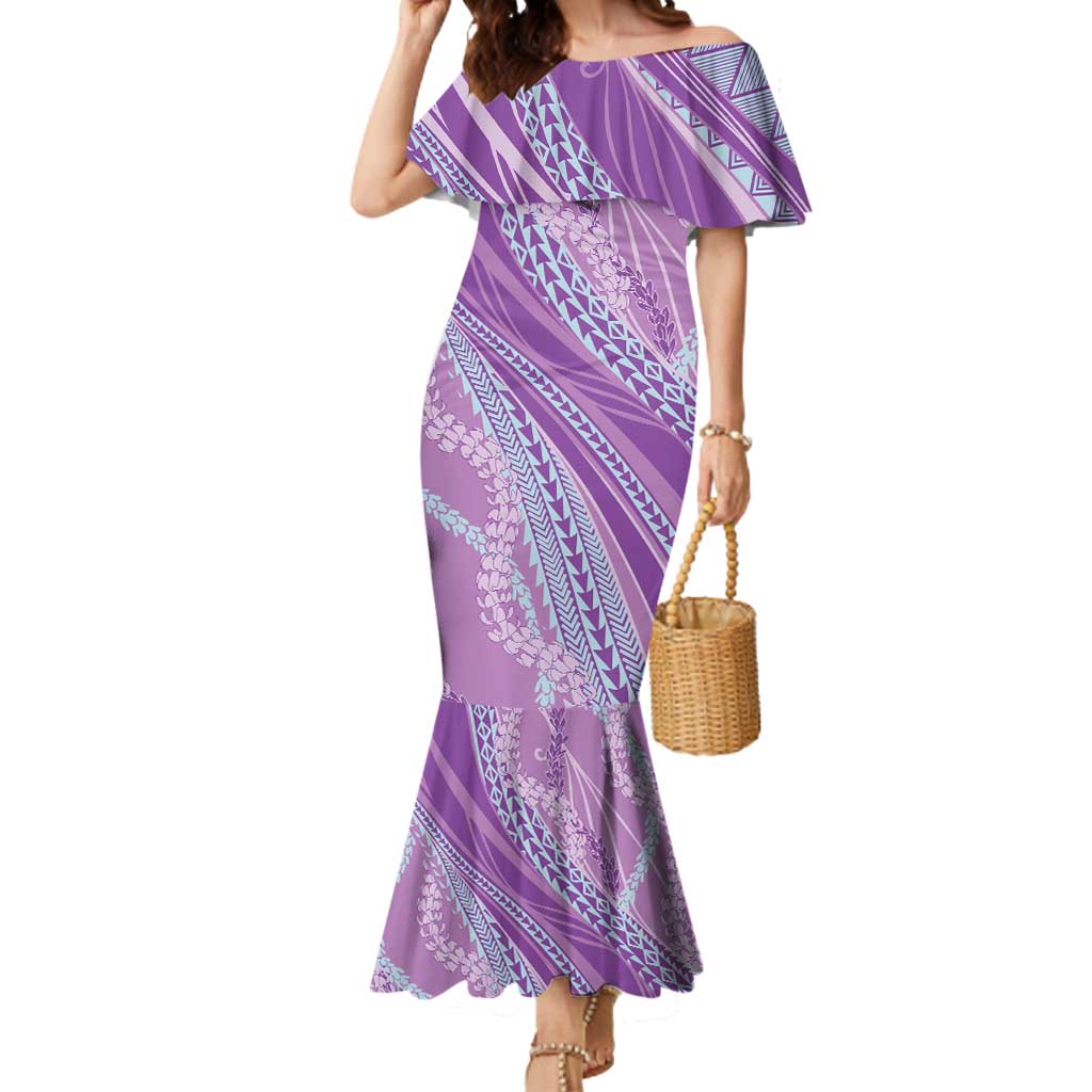 Polynesian Puakeniken Pikake Twisted Lei Mermaid Dress Amethys LT7 Women Amethys - Polynesian Pride