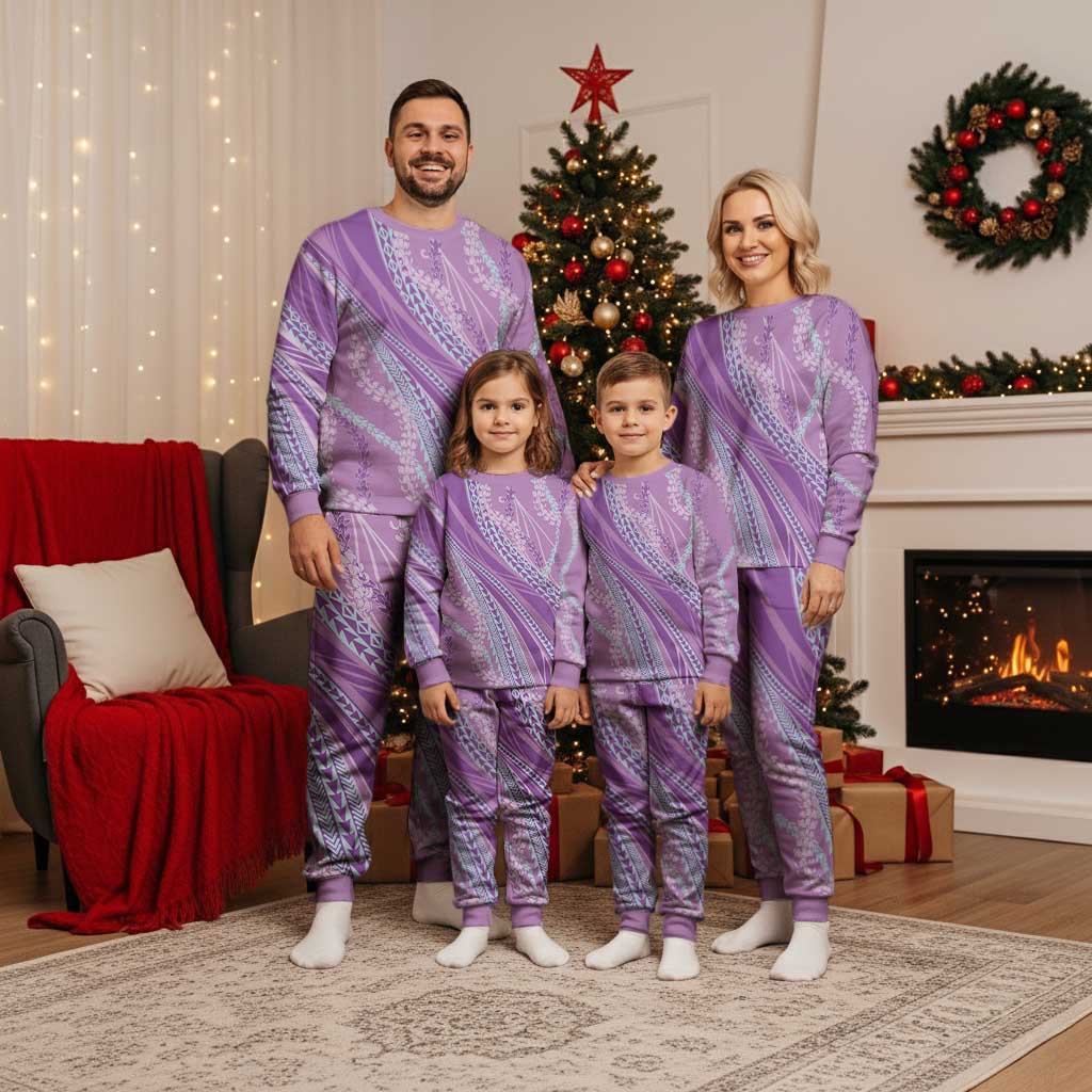 Polynesian Puakeniken Pikake Twisted Lei Christmas Pajama Set Amethys - Polynesian Pride
