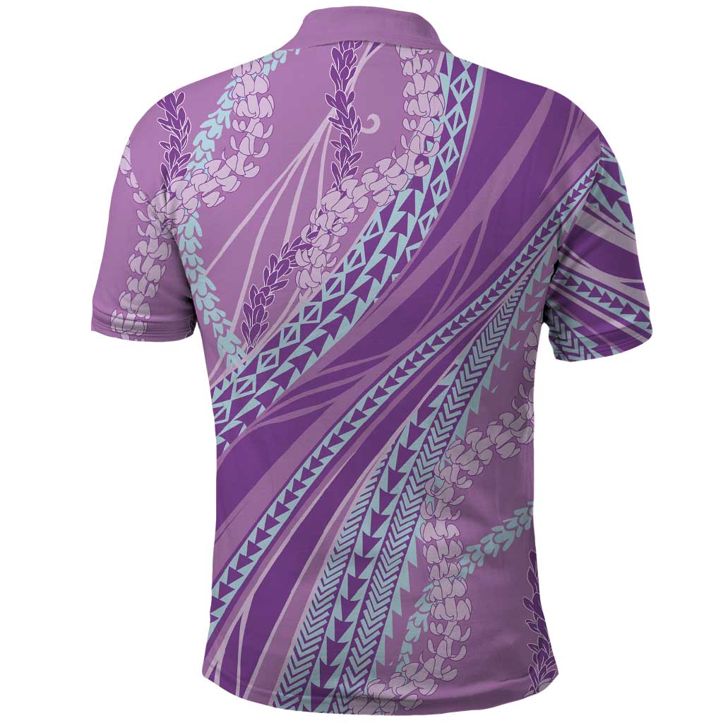 Polynesian Puakeniken Pikake Twisted Lei Polo Shirt Amethys - Polynesian Pride
