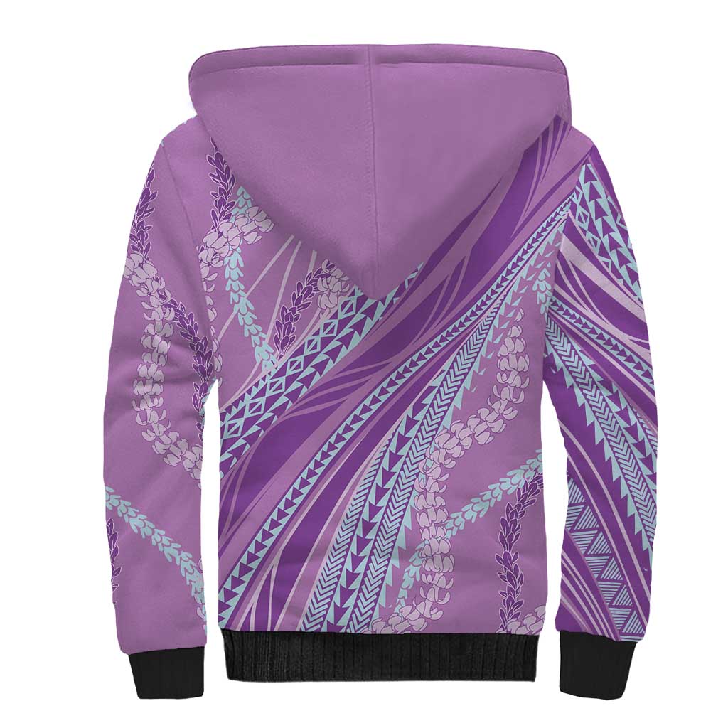 Polynesian Puakeniken Pikake Twisted Lei Sherpa Hoodie Amethys - Polynesian Pride