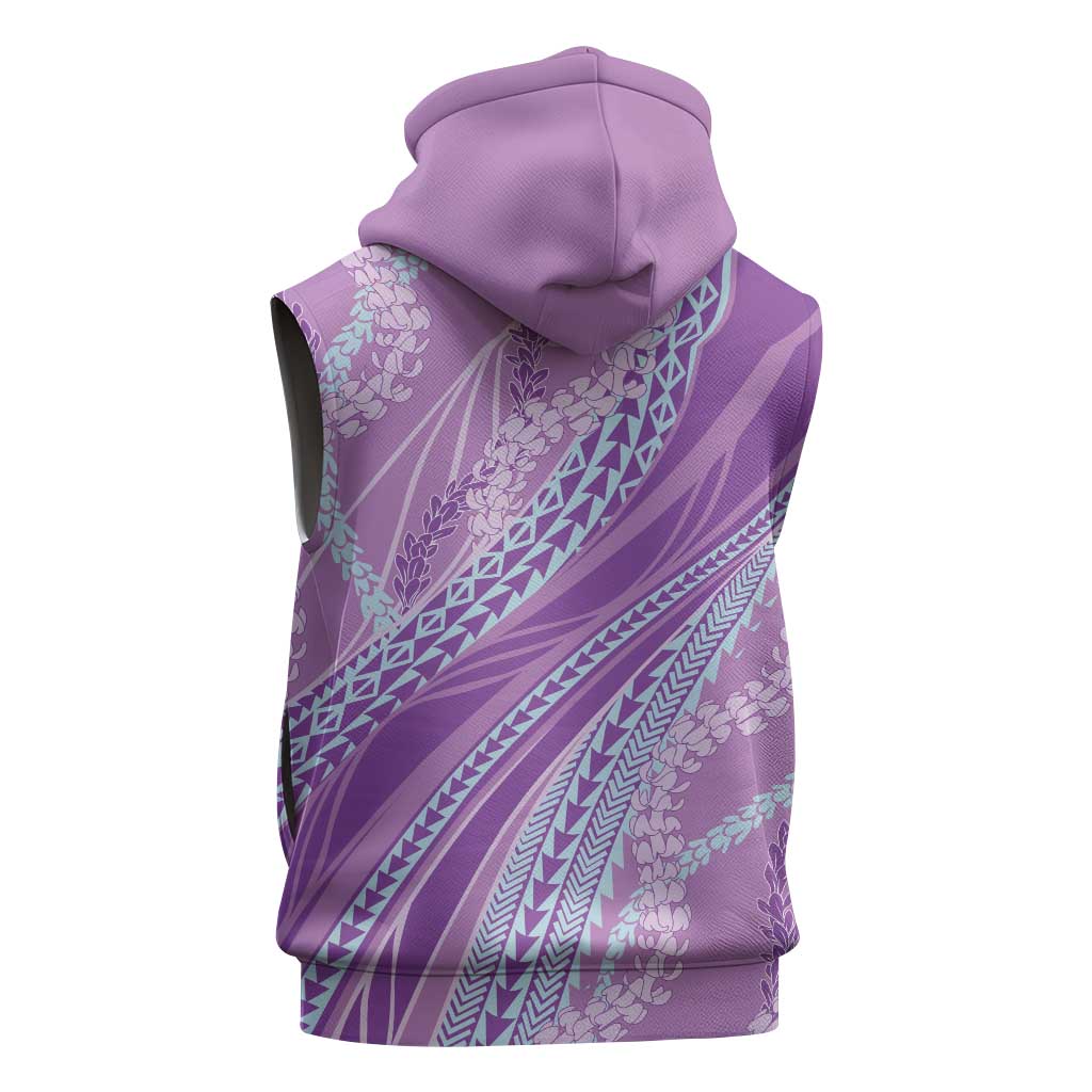 Polynesian Puakeniken Pikake Twisted Lei Sleeveless Zip Hoodie Amethys - Polynesian Pride
