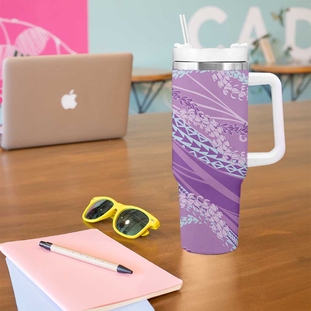 Polynesian Puakeniken Pikake Twisted Lei Tumbler With Handle Amethys - Polynesian Pride