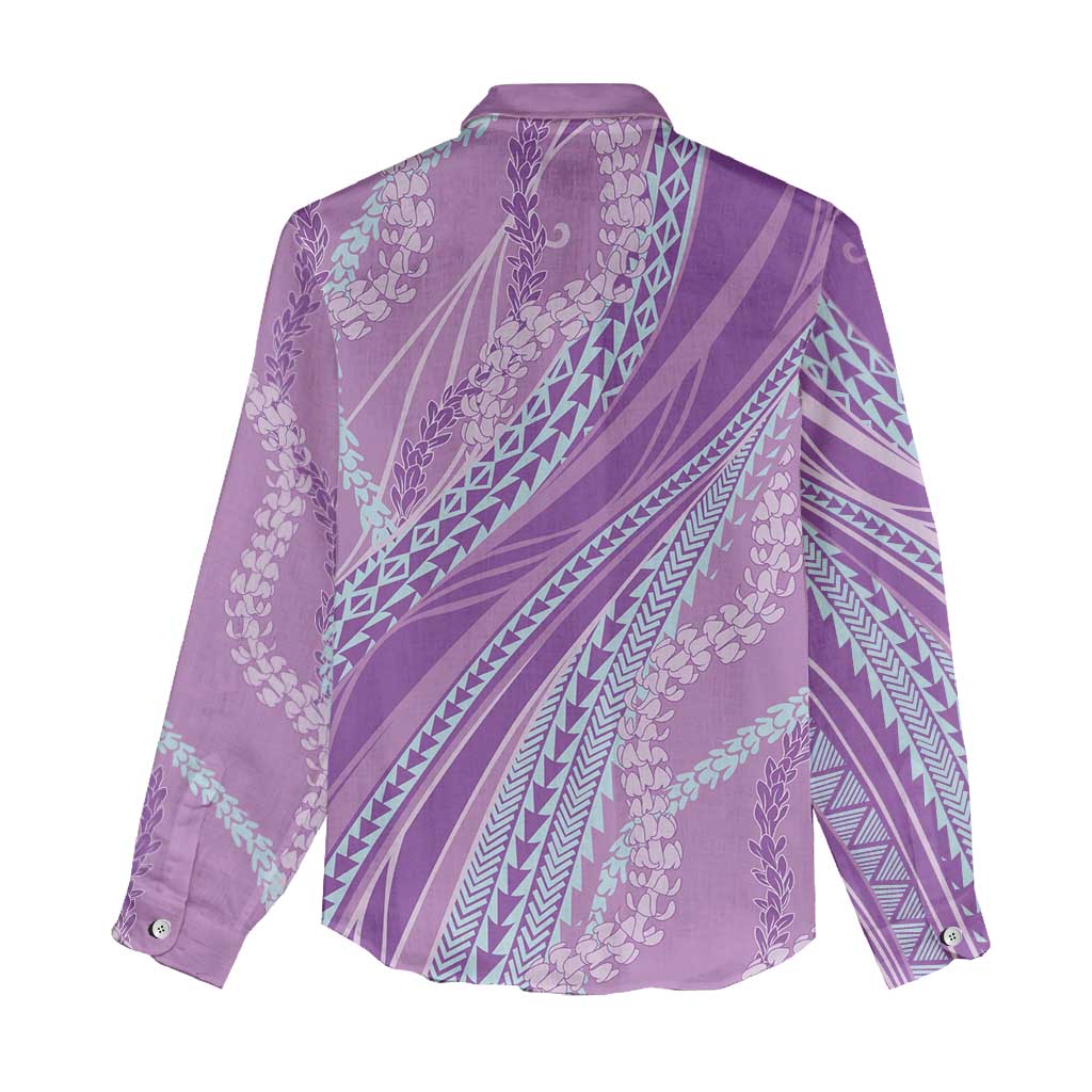 Polynesian Puakeniken Pikake Twisted Lei Women Casual Shirt Amethys LT7 - Polynesian Pride