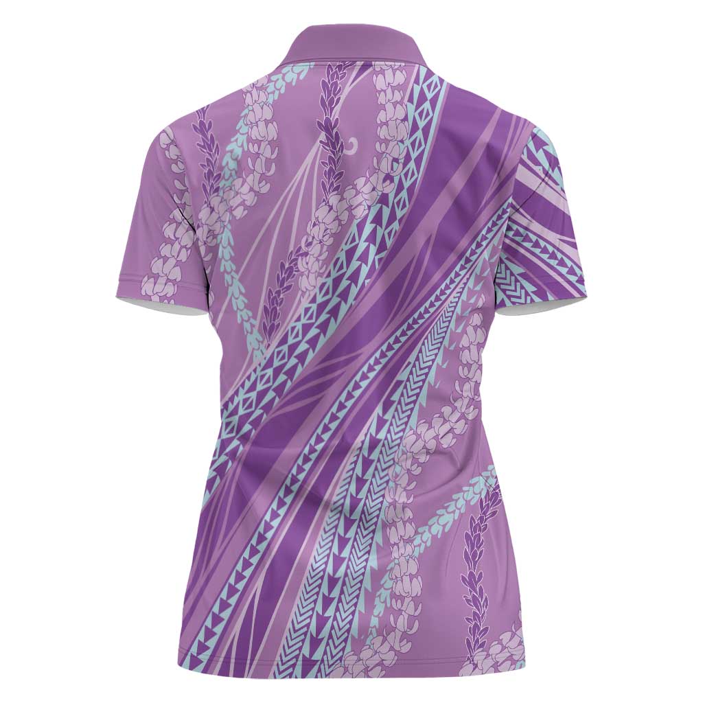 Polynesian Puakeniken Pikake Twisted Lei Women Polo Shirt Amethys - Polynesian Pride