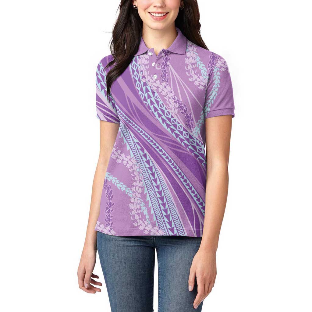 Polynesian Puakeniken Pikake Twisted Lei Women Polo Shirt Amethys - Polynesian Pride