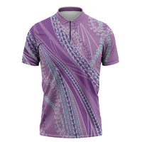 Polynesian Puakeniken Pikake Twisted Lei Zipper Polo Shirt Amethys - Polynesian Pride