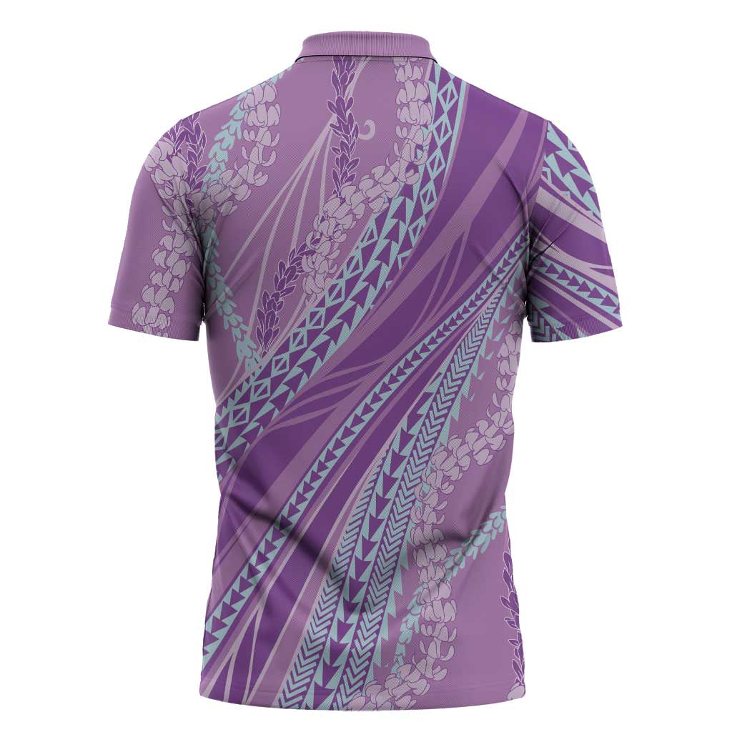Polynesian Puakeniken Pikake Twisted Lei Zipper Polo Shirt Amethys - Polynesian Pride