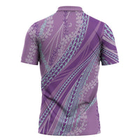 Polynesian Puakeniken Pikake Twisted Lei Zipper Polo Shirt Amethys - Polynesian Pride