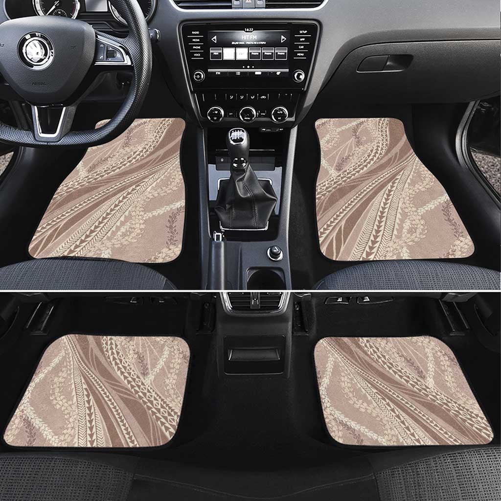 Polynesian Puakeniken Pikake Twisted Lei Car Mats Beige LT7 Set 4pcs Beige - Polynesian Pride