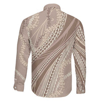 Polynesian Puakeniken Pikake Twisted Lei Family Matching Short Sleeve Bodycon Dress and Hawaiian Shirt Beige LT7 - Polynesian Pride