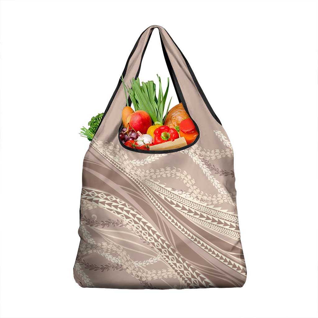 Polynesian Puakeniken Pikake Twisted Lei Grocery Bag Beige LT7 1-pack One Size Beige - Polynesian Pride