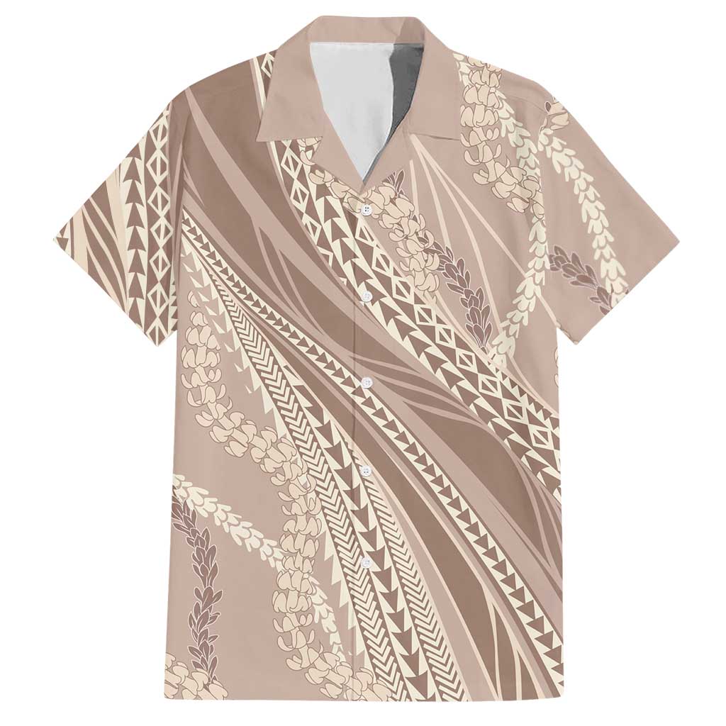 Polynesian Puakeniken Pikake Twisted Lei Hawaiian Shirt Beige - Polynesian Pride