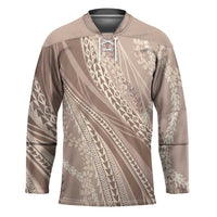 Polynesian Puakeniken Pikake Twisted Lei Hockey Jersey Beige - Polynesian Pride
