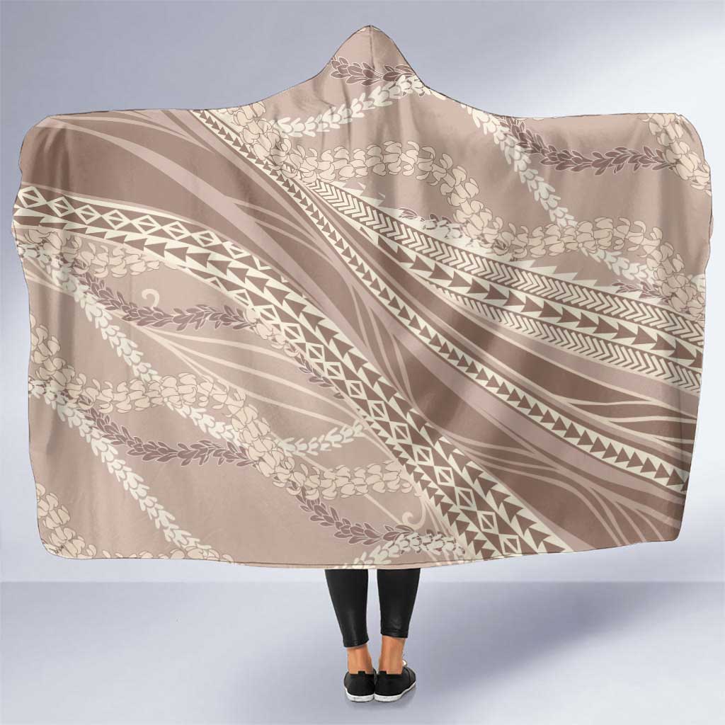 Polynesian Puakeniken Pikake Twisted Lei Hooded Blanket Beige LT7 One Size Beige - Polynesian Pride