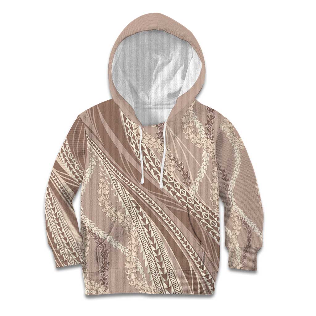 Polynesian Puakeniken Pikake Twisted Lei Kid Hoodie Beige LT7 Hoodie Beige - Polynesian Pride