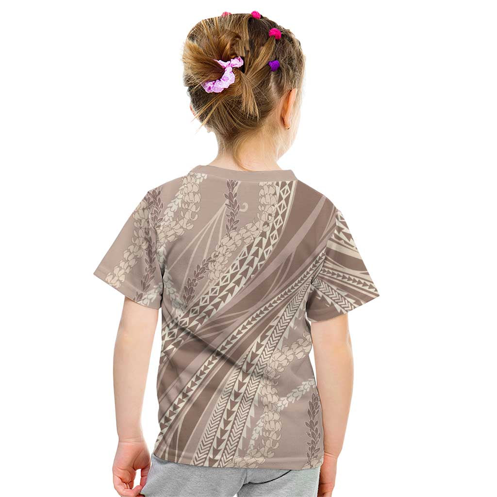 Polynesian Puakeniken Pikake Twisted Lei Kid T Shirt Beige - Polynesian Pride