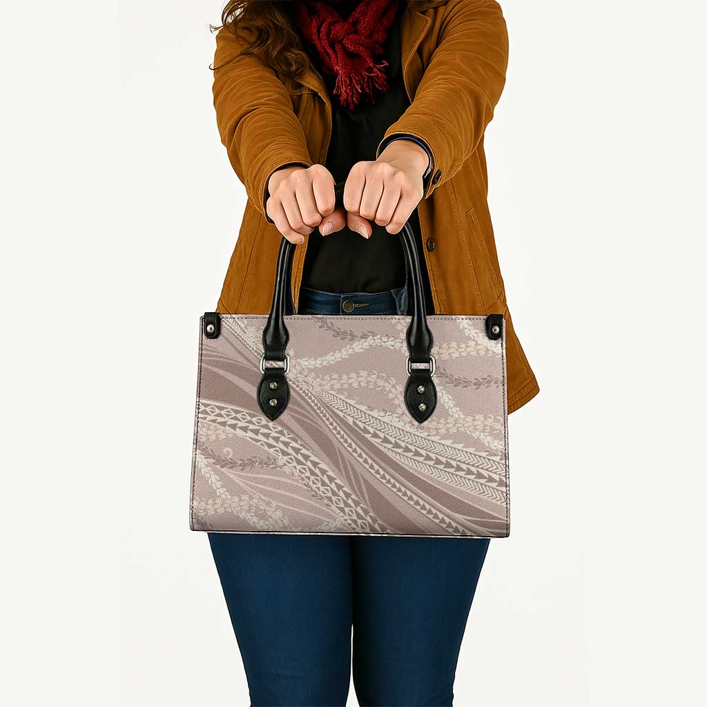 Polynesian Puakeniken Pikake Twisted Lei Leather Bag Beige - Polynesian Pride