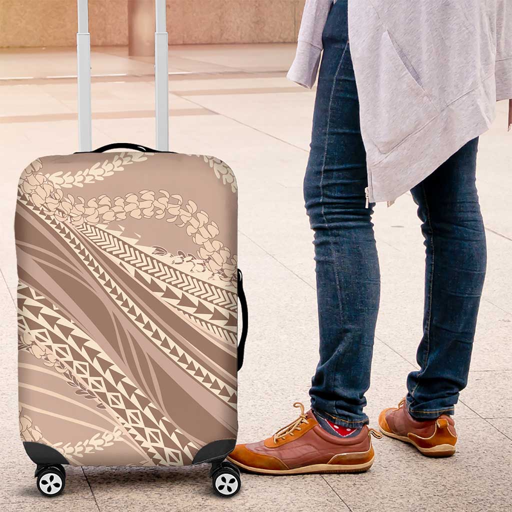 Polynesian Puakeniken Pikake Twisted Lei Luggage Cover Beige LT7 Beige - Polynesian Pride