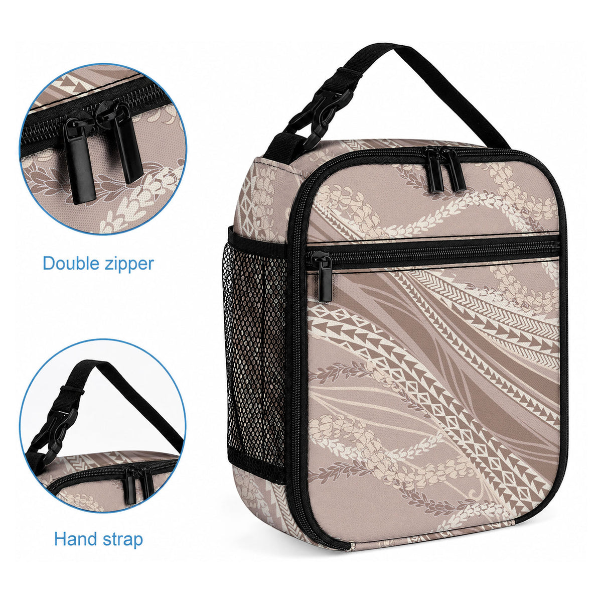 Polynesian Puakeniken Pikake Twisted Lei Lunch Bag Beige