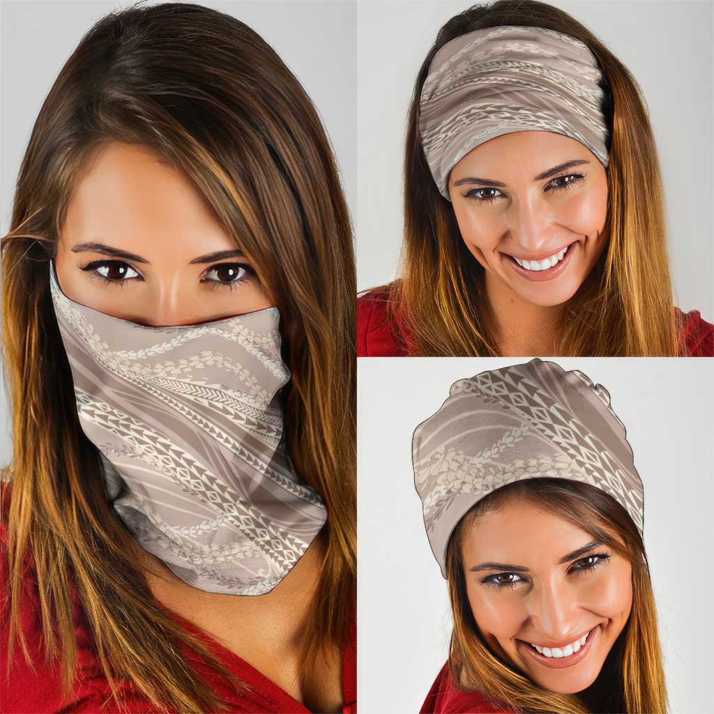 Polynesian Puakeniken Pikake Twisted Lei Neck Gaiter Beige - Polynesian Pride