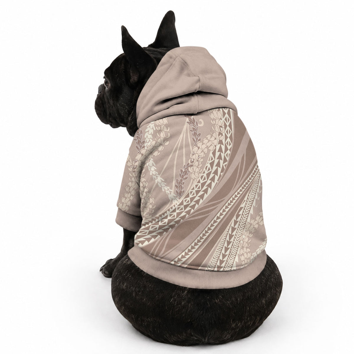 Polynesian Puakeniken Pikake Twisted Lei Pet Hoodie Beige LT7 - Polynesian Pride