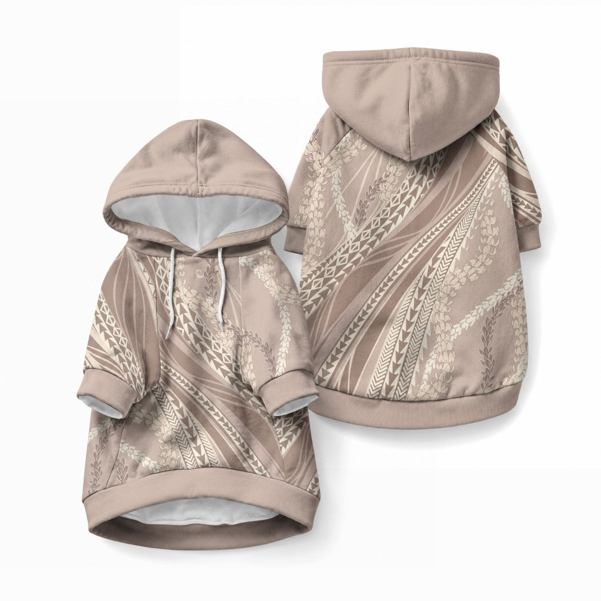 Polynesian Puakeniken Pikake Twisted Lei Pet Hoodie Beige LT7 Pullover Beige - Polynesian Pride