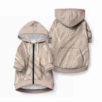 Polynesian Puakeniken Pikake Twisted Lei Pet Hoodie Beige LT7 Zip-up Beige - Polynesian Pride