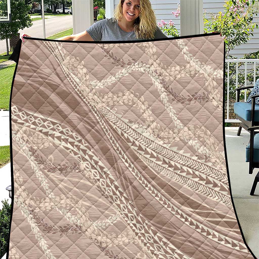 Polynesian Puakeniken Pikake Twisted Lei Quilt Beige LT7 Beige - Polynesian Pride