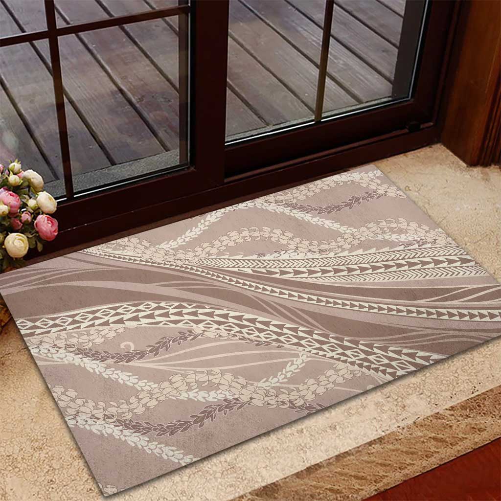 Polynesian Puakeniken Pikake Twisted Lei Rubber Doormat Beige - Polynesian Pride