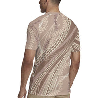 Polynesian Puakeniken Pikake Twisted Lei Rugby Jersey Beige - Polynesian Pride