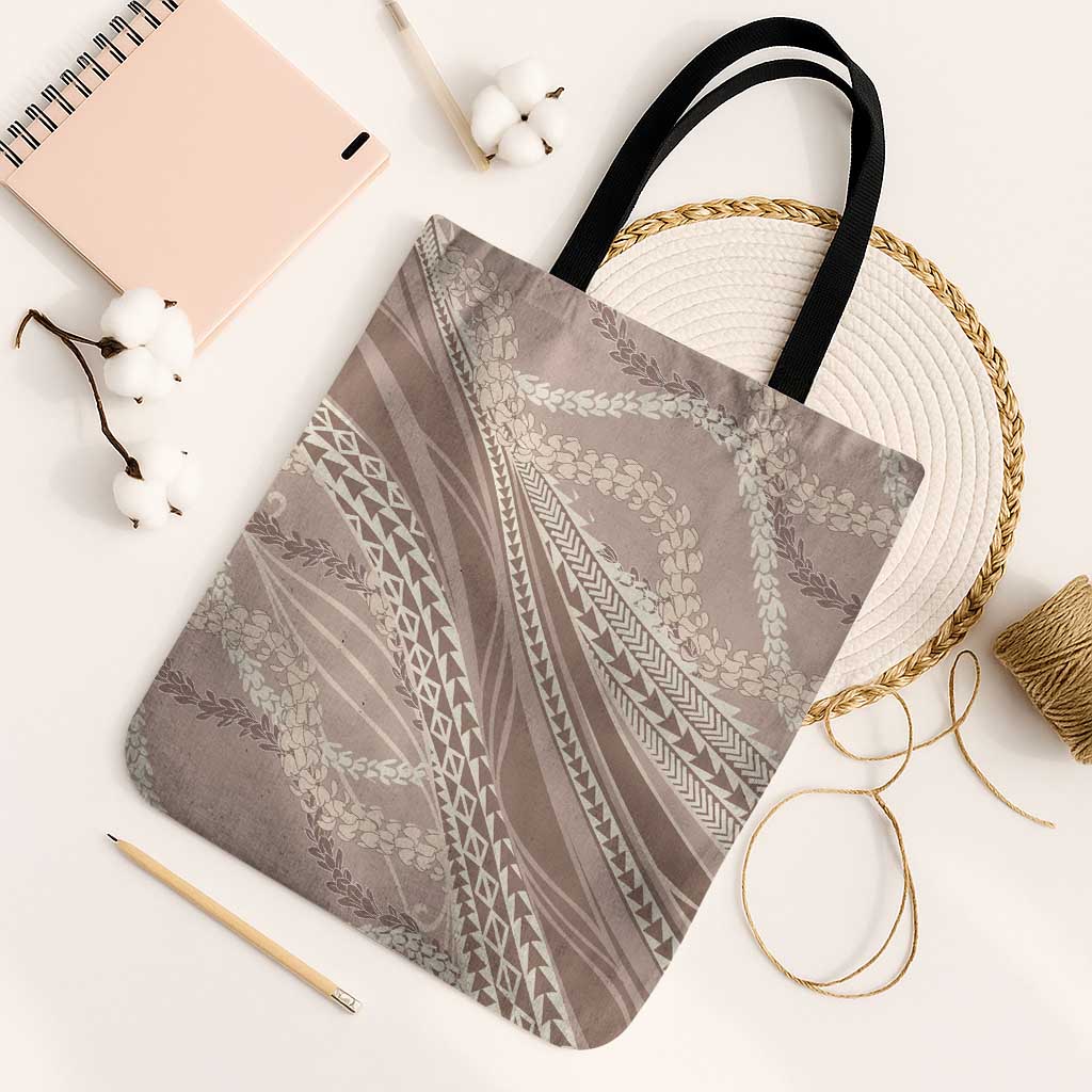 Polynesian Puakeniken Pikake Twisted Lei Tote Bag Beige - Polynesian Pride