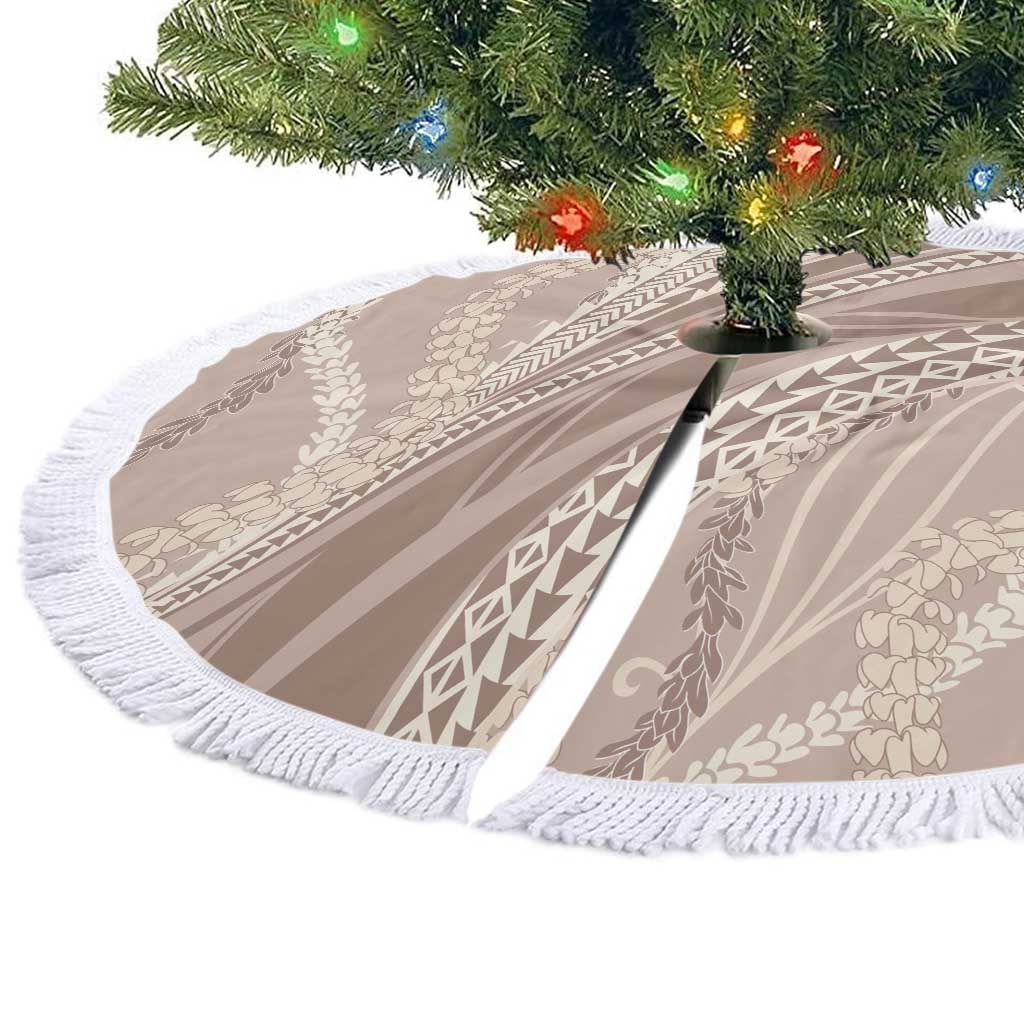 Polynesian Puakeniken Pikake Twisted Lei Tree Skirt Beige - Polynesian Pride