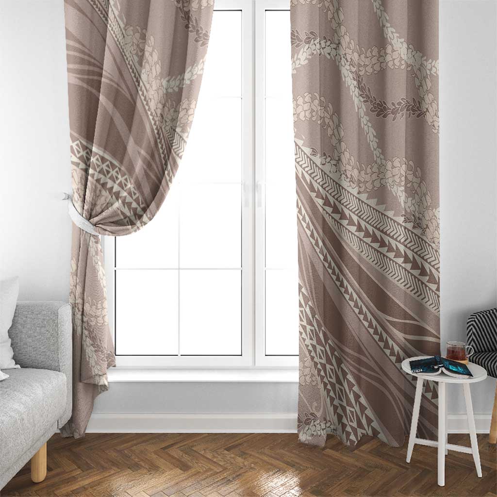 Polynesian Puakeniken Pikake Twisted Lei Window Curtain Beige - Polynesian Pride