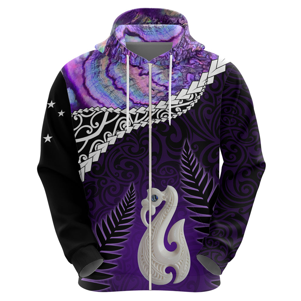 Personalised New Zealand Maori Hoodie Manaia Paua Shell Purple LT7 - Polynesian Pride