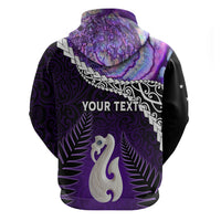 Personalised New Zealand Maori Zip Hoodie Manaia Paua Shell Purple LT7 - Polynesian Pride