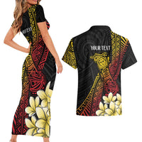 Personalized Papua New Guinea Couples Matching Short Sleeve Bodycon Dress and Hawaiian Shirt Kundu Drum Carving Motifs LT7 - Polynesian Pride
