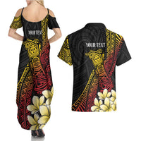 Personalized Papua New Guinea Couples Matching Summer Maxi Dress and Hawaiian Shirt Kundu Drum Carving Motifs LT7 - Polynesian Pride