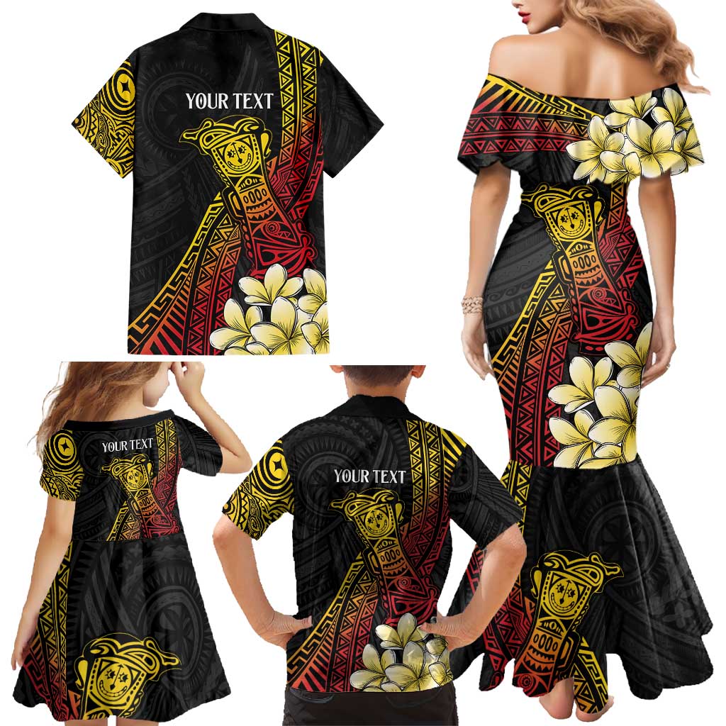 Personalized Papua New Guinea Family Matching Mermaid Dress and Hawaiian Shirt Kundu Drum Carving Motifs LT7 - Polynesian Pride