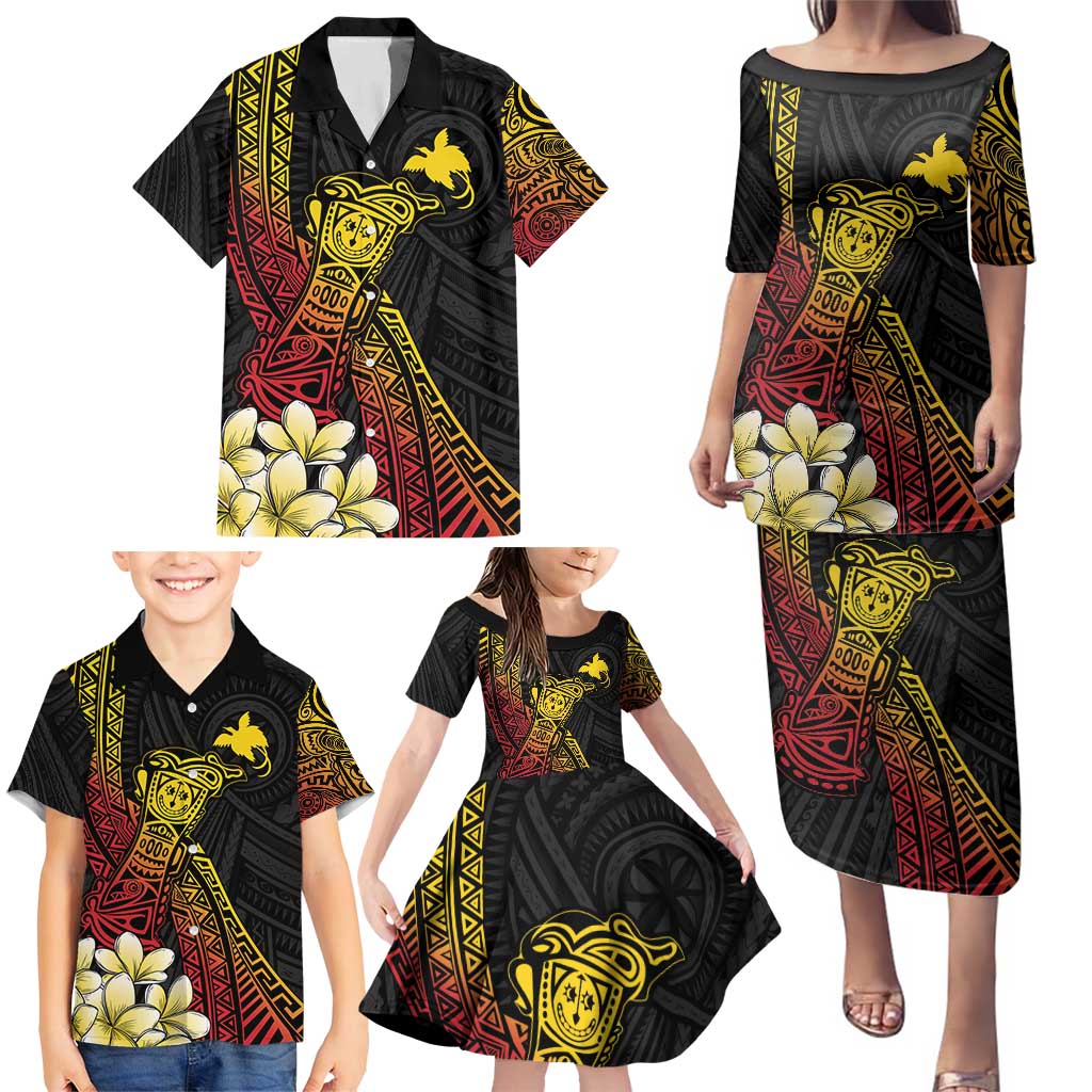 Personalized Papua New Guinea Family Matching Puletasi and Hawaiian Shirt Kundu Drum Carving Motifs LT7 - Polynesian Pride
