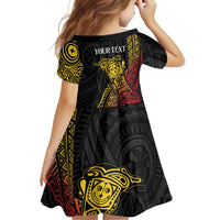 Personalized Papua New Guinea Family Matching Short Sleeve Bodycon Dress and Hawaiian Shirt Kundu Drum Carving Motifs LT7 - Polynesian Pride