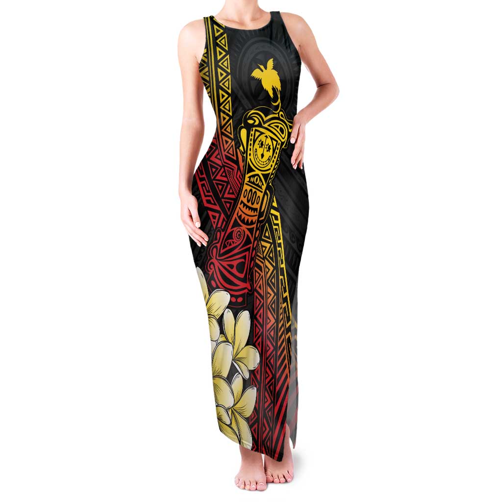 Personalized Papua New Guinea Family Matching Tank Maxi Dress and Hawaiian Shirt Kundu Drum Carving Motifs LT7 Mom's Dress Black - Polynesian Pride