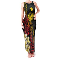 Personalized Papua New Guinea Family Matching Tank Maxi Dress and Hawaiian Shirt Kundu Drum Carving Motifs LT7 Mom's Dress Black - Polynesian Pride