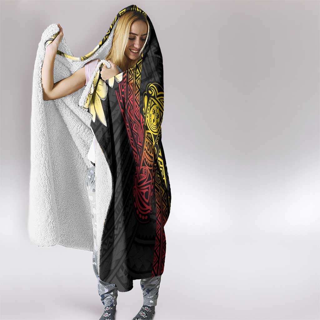 Personalized Papua New Guinea Hooded Blanket Kundu Drum Carving Motifs