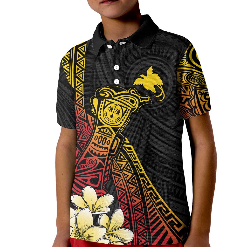 Personalized Papua New Guinea Kid Polo Shirt Kundu Drum Carving Motifs