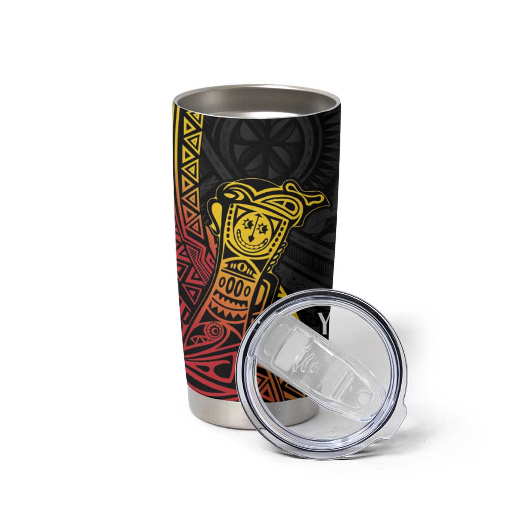 Personalized Papua New Guinea Tumbler Cup Kundu Drum Carving Motifs